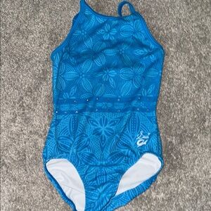 GK Kids Blue Patterned gymnastics leotard